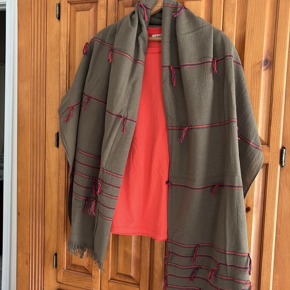 Madewell Olive, orange , navy wrap, scarf NWT - Picture 8 of 8